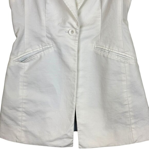 Boston Proper White Sleeveless Blazer Vest Sz 4 Pockets 1 Button Closure Stretch - Picture 3 of 7